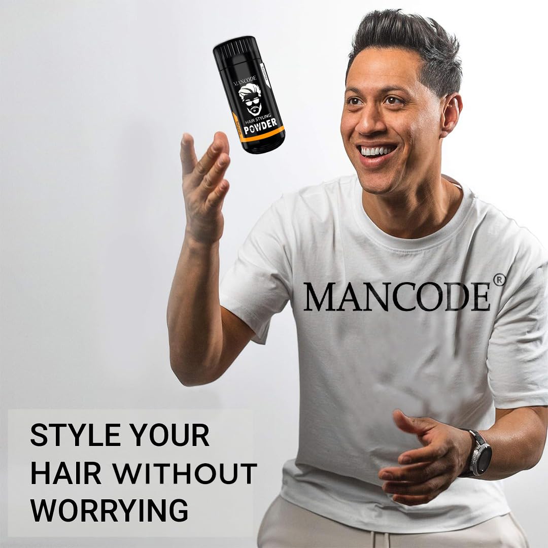 MAN CODE Hair Volumizing Powder Wax for Men, Hair Powder, Hair Wax Powder for Boys, Natural & Safe Hairstyling Powder, Strong Hold & Matte Finish, 24 hrs hold Hair Styling Powder (20g)
