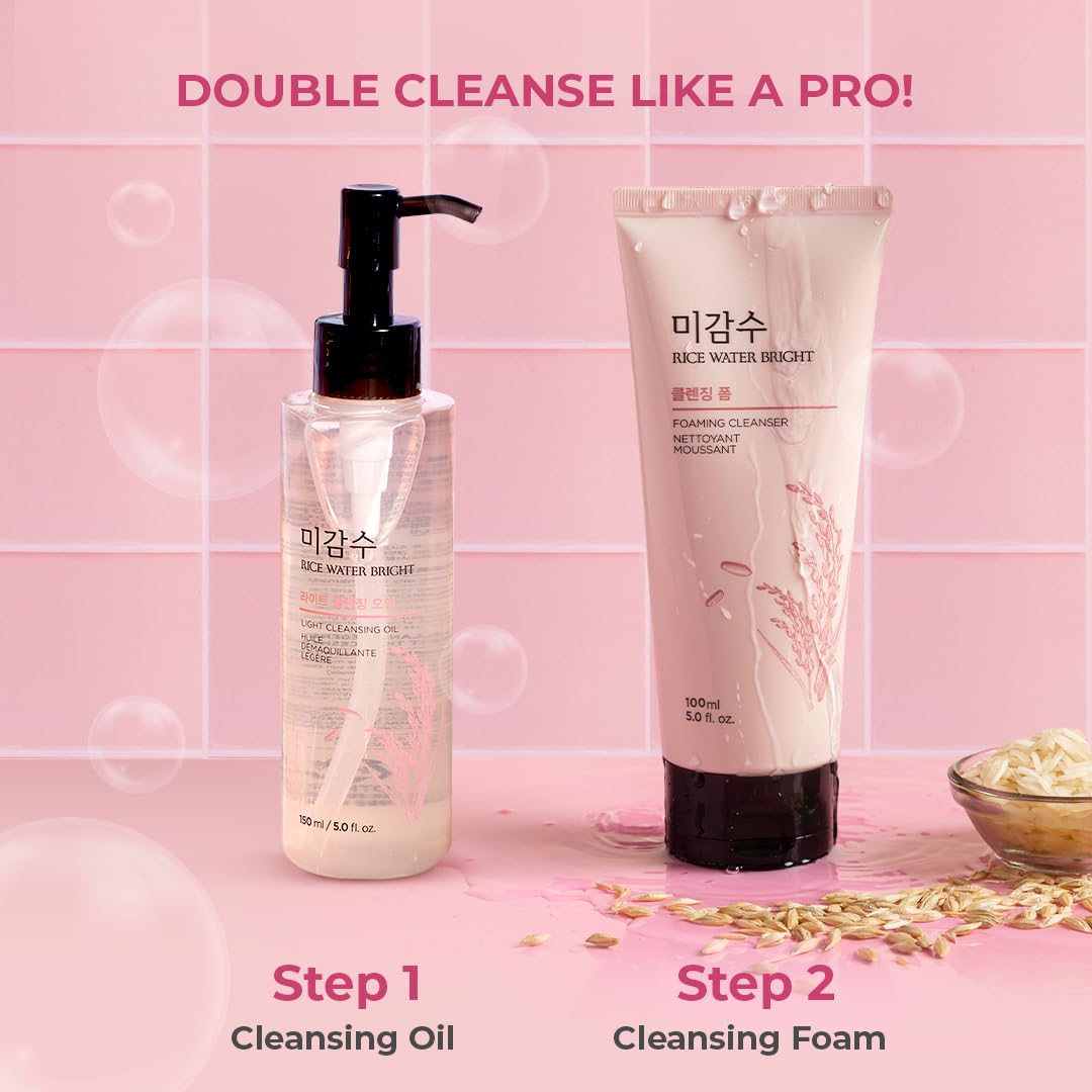 The Face Shop Rice Water Bright Foaming Face Wash 100ml | Face Wash for Glowing Skin | Cleanser for Uneven Skin Tone | Korean Skin Care, For Oily skin