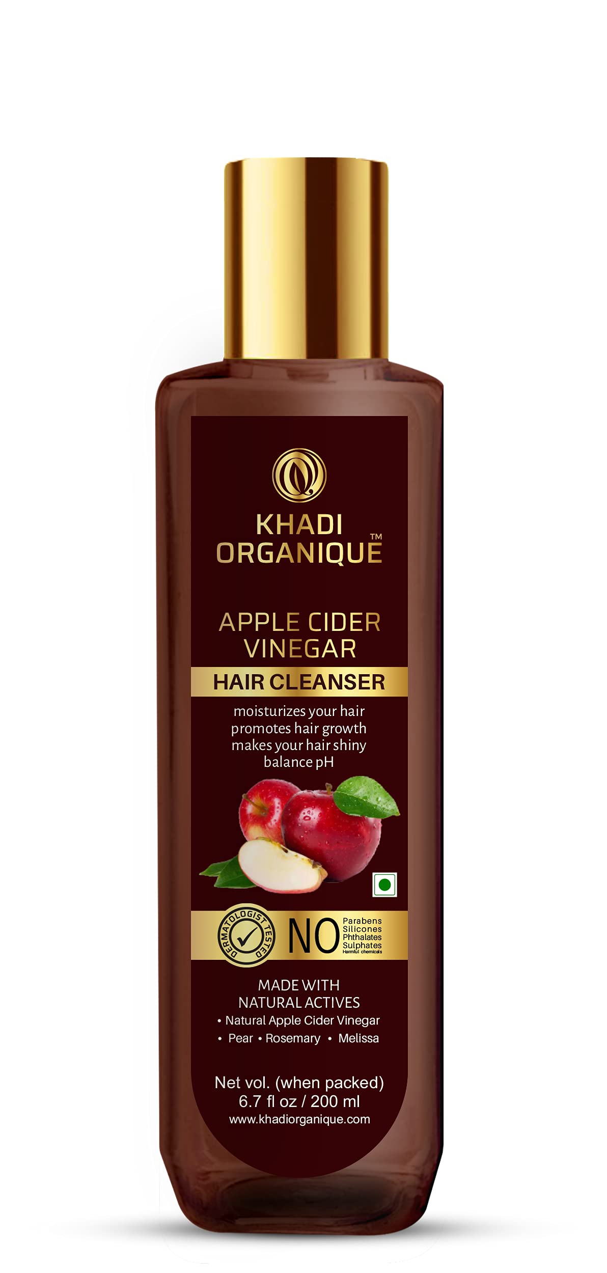 Khadi Organique Apple Cider Vinegar & Red Onion Shampoo Combo | Gentle & Natural Detox Formula that Helps Remove Dandruff & Buildup | Natural Shampoo with No Sulphate & No Paraben | Best Suitable for Women & Men - Pack of 2 - 2x200ml