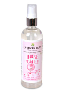 Orgrain India Pure Rose Water/Gulab Jal Spray 200 ml | Premium Face Mist and Toner for Brighter and Hydrated Skin | Oil-Control, Unclog Pores