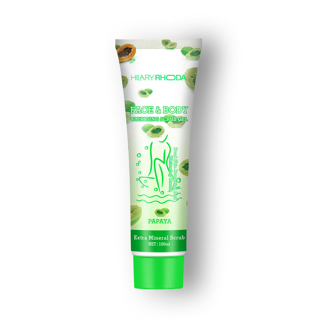 Hilary Rhoda Face & Body Cleansing Scrub Gel | Dead Skin Removing Cleansing Scrub Gel | Gently Exfoliates Skin Cells | Removes Dirt & Oil | 100ml (Papaya-Shade 03)
