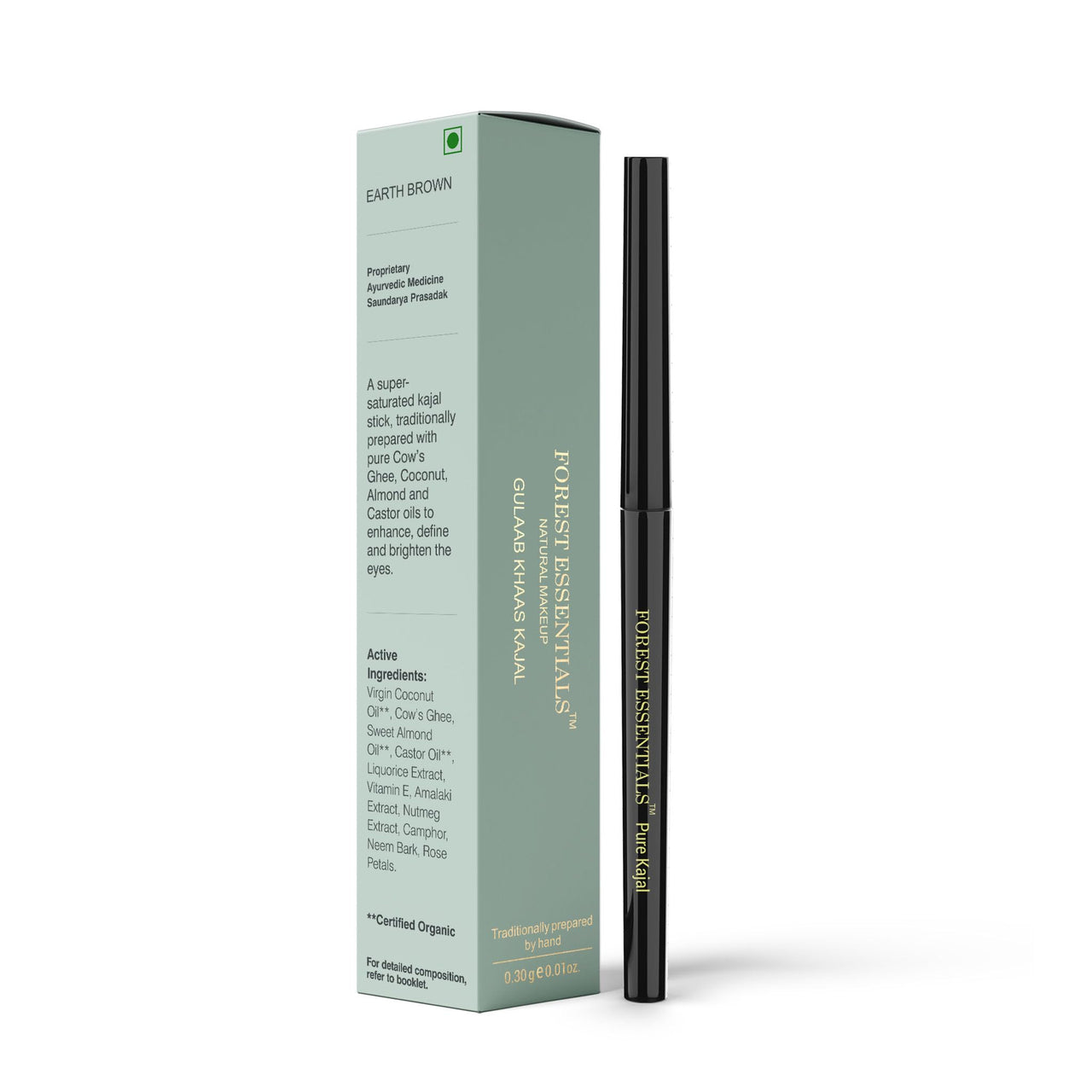 Forest Essentials Earth Brown Gulaab Khaas Kajal Pencil, Matte Finish (0.3G)