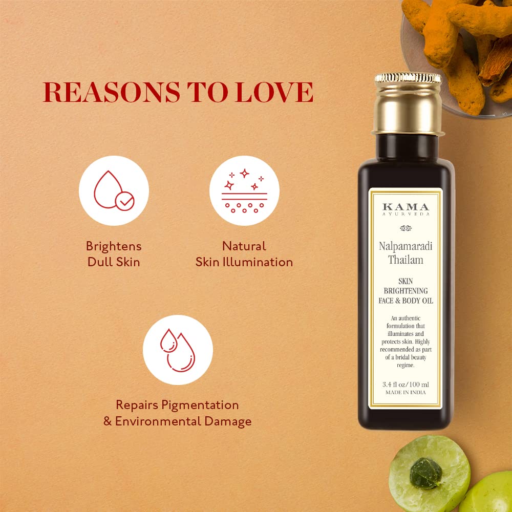 Kama Ayurveda Organic Indigo Powder, 100g & Nalpamaradi Thailam Skin Brightening Treatment- 50 ml