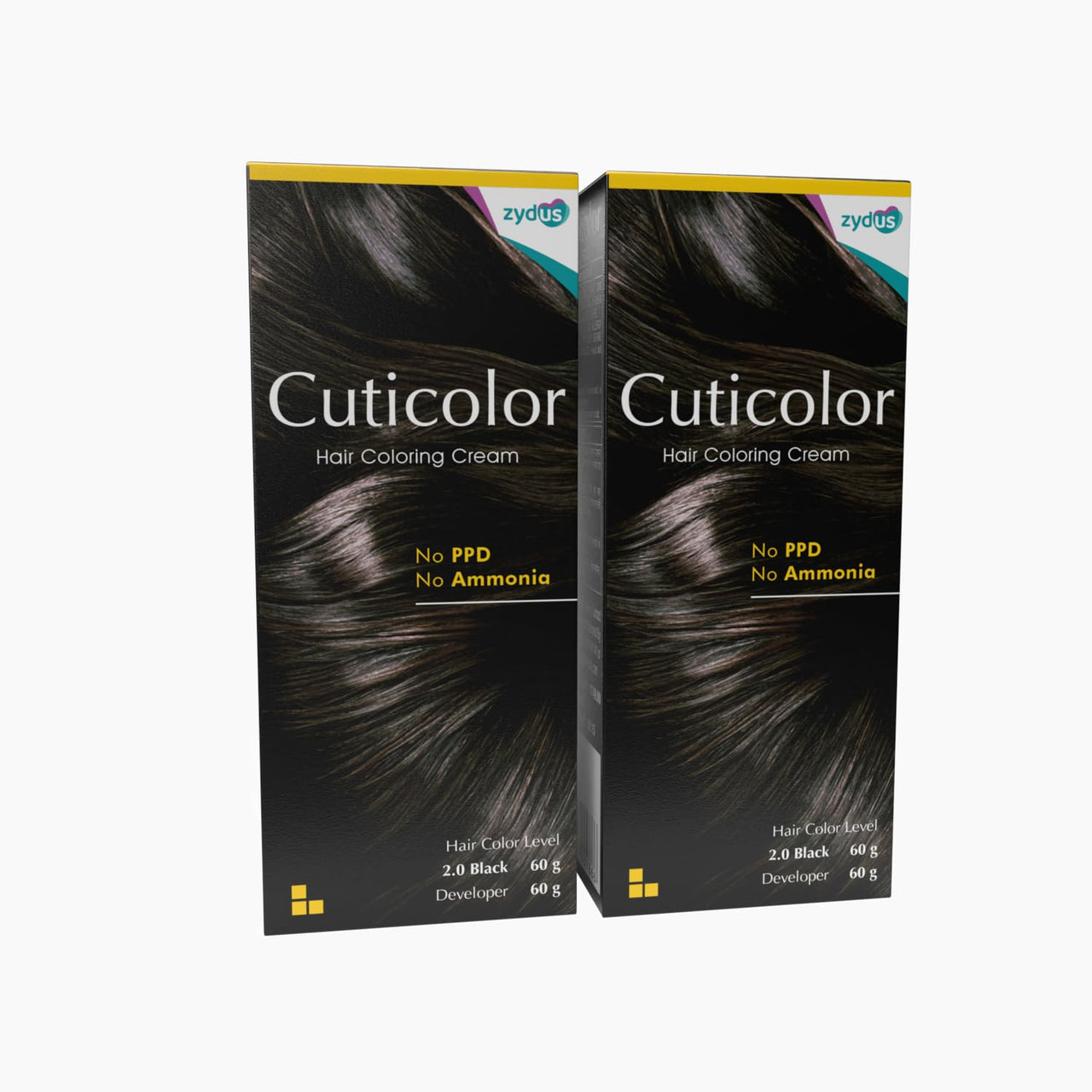 Cuticolor Permanent Hair Color Cream| Dr prescribed| Eco Mechanism for Preserving Scalp Health| No Ammonia| No PPD| Enriched with Portulaca & Boseivela Extracts - Black (120g) | Pack Of 2