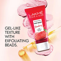 Lakmé Blush & Glow Exfoliating Face Wash with Vitamin C Serum, Hydrating and Gentle Facewash with Strawberry Fruit Extracts, 50gm