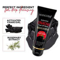 Mancode Activated Charcoal Peel Off Mask For Men, Charcoal Peel Off Mask For Women, Face Mask For Men, Charcoal Face Mask, Active Cooling Effect, Deep Skin Purifying Cleansing (100 ml)