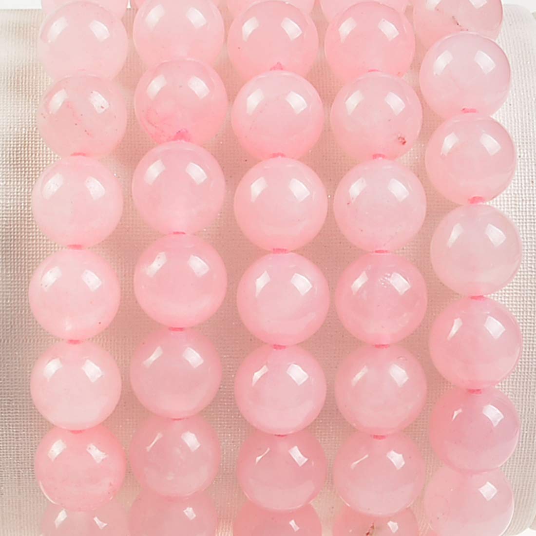 Massive Beads Natural Healing Power Gemstone Crystal Beads Unisex Adjustable Macrame Bracelets 8mm Rose Pink