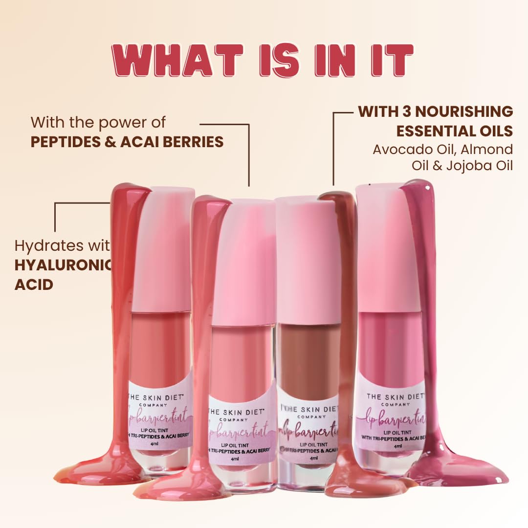 THE SKIN DIET COMPANY Lip Tint - Nude Pink| Hydrating Liquid Lipstick for Women | Lip treatment for Dry & Pigmented Lips (4ml)