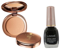 Lakmé Insta Liquid Eye Liner, Black, 9Ml And 9 To 5 Flawless Matte Complexion Compact, Melon, 8G