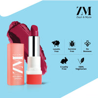 ZM Zayn & Myza Rich Matte Lipstick, Smooth and Light Weight, Intense Color in one Swipe, High Pigmentation Bullet Lip Stick Enriched with Argan oil, Murumuru and Shea Butter, 4.2 g (Cheer Leader)