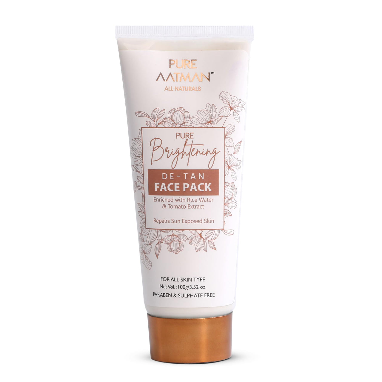 Pure Aatman Effective De-Tan Face Pack with Rice Water & Tomato Extract | Removes Tan, Blemishes & Blackheads in every use | Skin Renewal, Deep Cleansing Nourishment