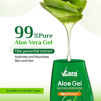 Vcare Aloe Vera Gel for Face and Skin Care - 120g, Day and Night Skin Hydration and Moisturizing Aloe Vera Gel for Dry Skin, Oily Skin for Women and Men | Control Acne and Pimples | Reduce Dark Spots