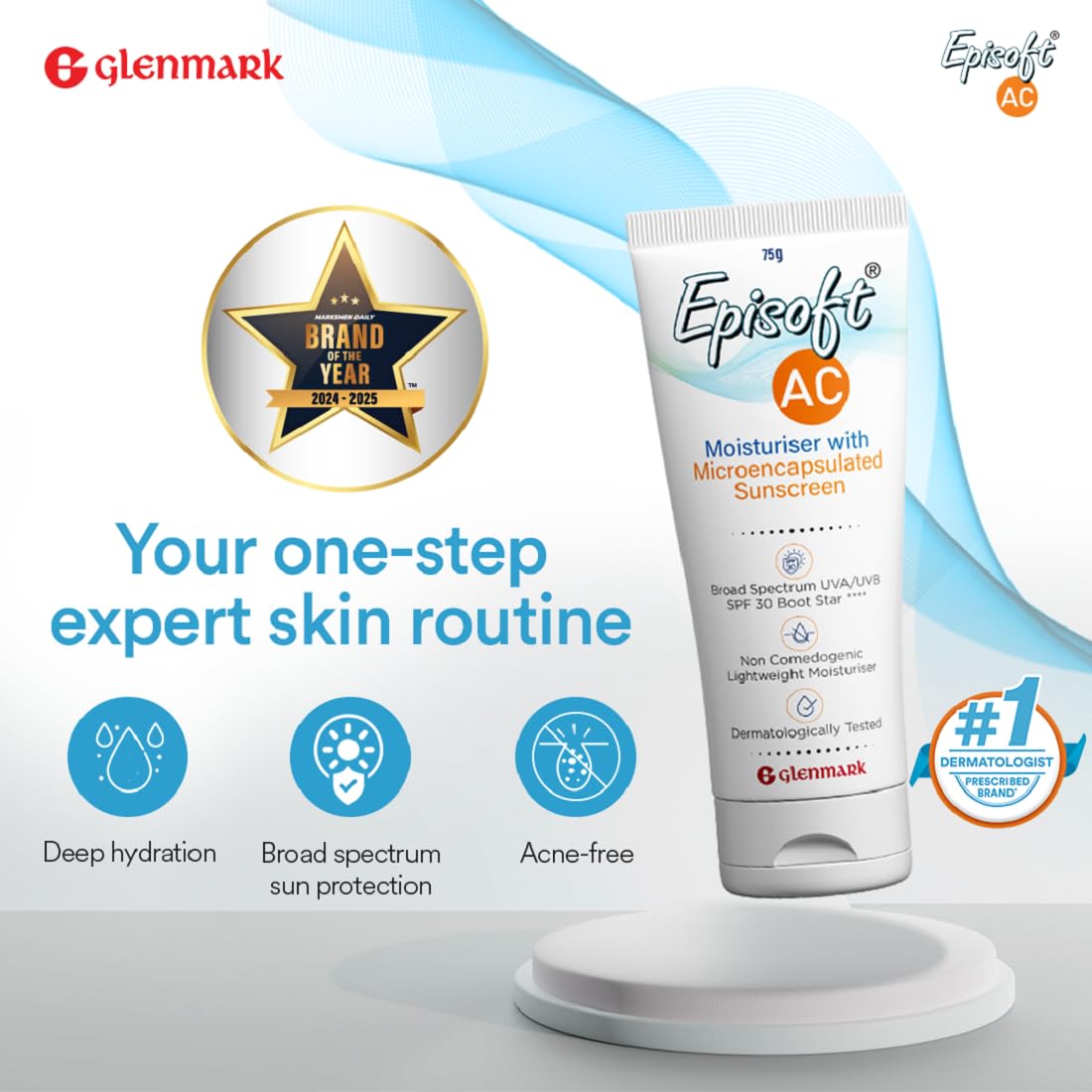 Episoft Ac Lightweight Moisturizer With Microencapsulated Sunscreen | Acne Safe | All Skin Types | Paraben & Fragrance Free | Suitable For Men & Women | 75Gm, 30 SPF