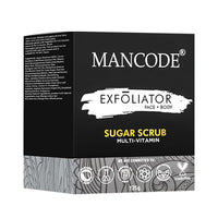 Mancode Multi-Vitamin Sugar Scrub for Face & Body for Tan Removal Exfoliating Detan Scrubs for Glowing Soft & Smooth Skin Removes Tan, Blackheads and Dirt For Men & Women 125gm.