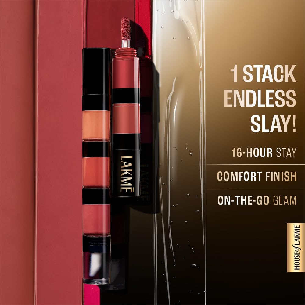 Lakmé Ultimate Glam 4 In 1 Matte Lip Stack, Nice Nudes 4Ml