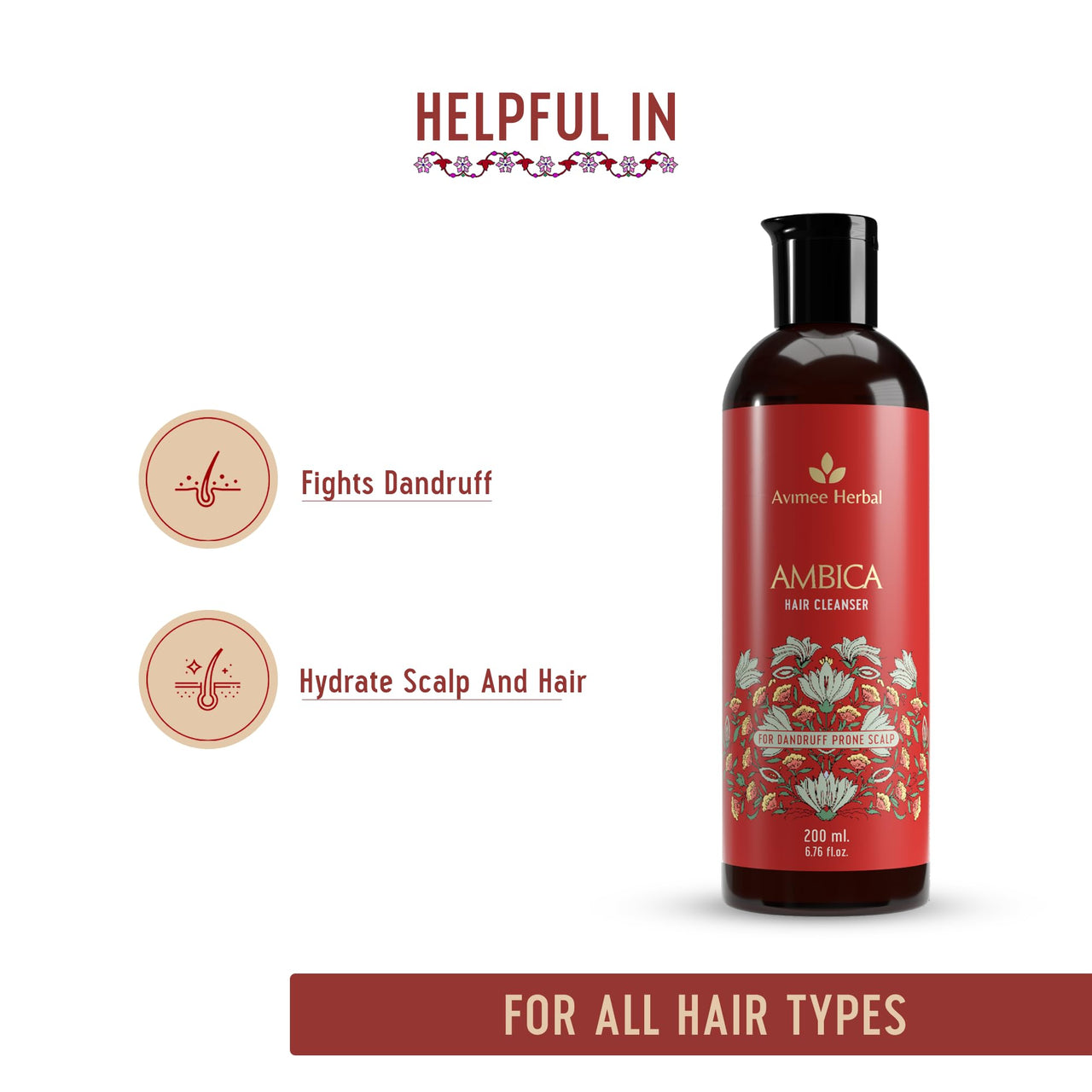 Avimee Herbal Ambika Hair Cleanser | Fights Dandruff & Moisturises Scalp Naturally | With Aloe Vera, Apple Cider Vinegar, Tea Tree Oil & Neem Oil | 200 ml