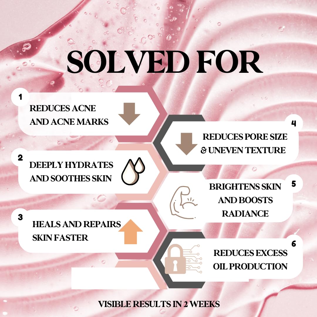 Solved Labs 10% Niacinamide Pink Serum Jelly | Hydrating with Vitamin B12| Reduces Dark Spots | Anti-Inflammatory, Sensitive & Acne-Prone Skin | Reduces pigmentation | Men & Women | 45 ml