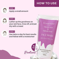 Glamveda Glycolic Acid & 0.05% ww Salicylic Acid Anti Acne Face Wash (100ml Pack of 2) | For Oily & Acne Prone Skin | Oil balancing, Deep Cleansing | No Paraben, SLS