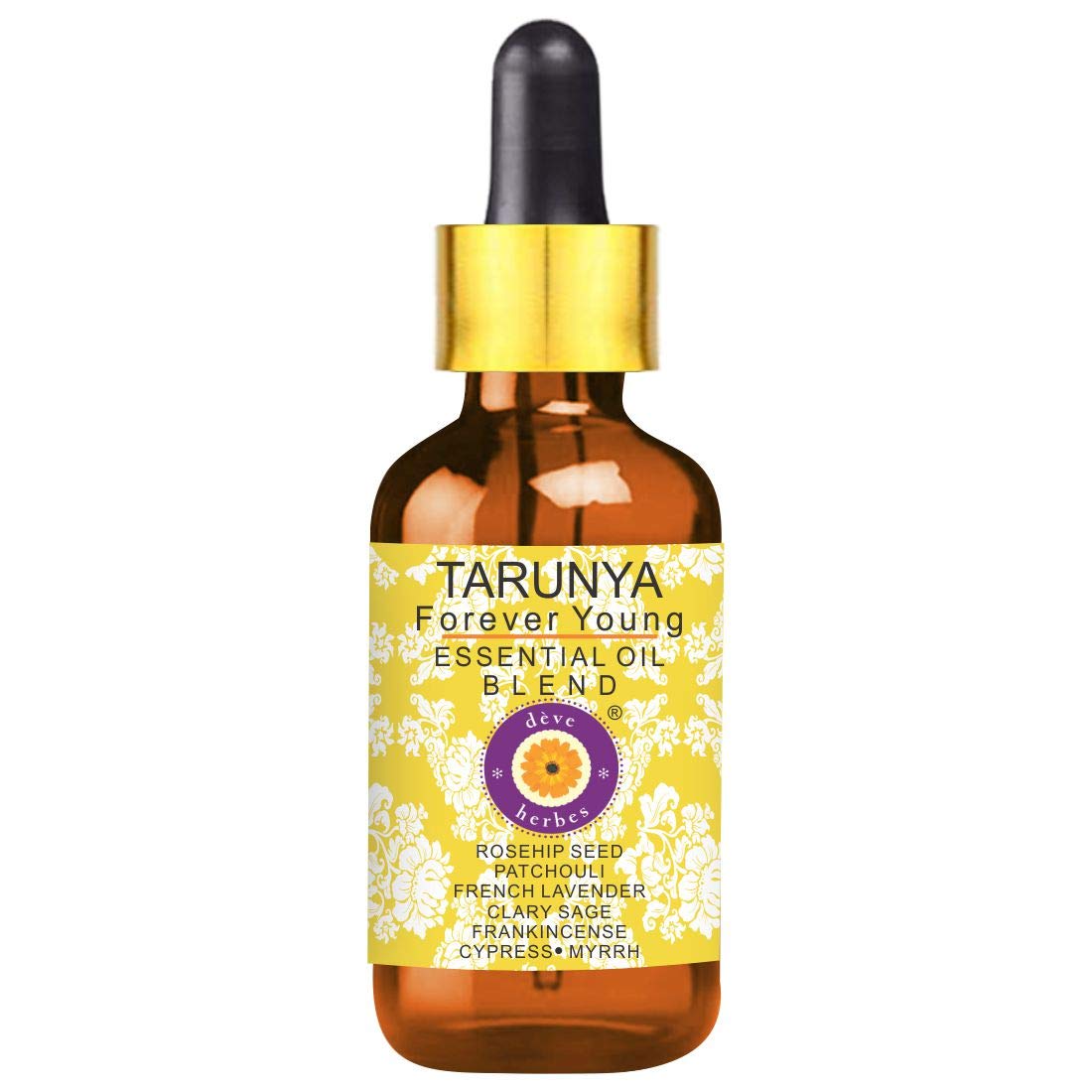 Deve Herbes Tarunya - Forever Young - Anti Ageing Blend of Patchouli, Cypress, Clary Sage, Myrrh, Frankincense, French Lavender Essential Oils in Chilean Rosehip Oil 10ml