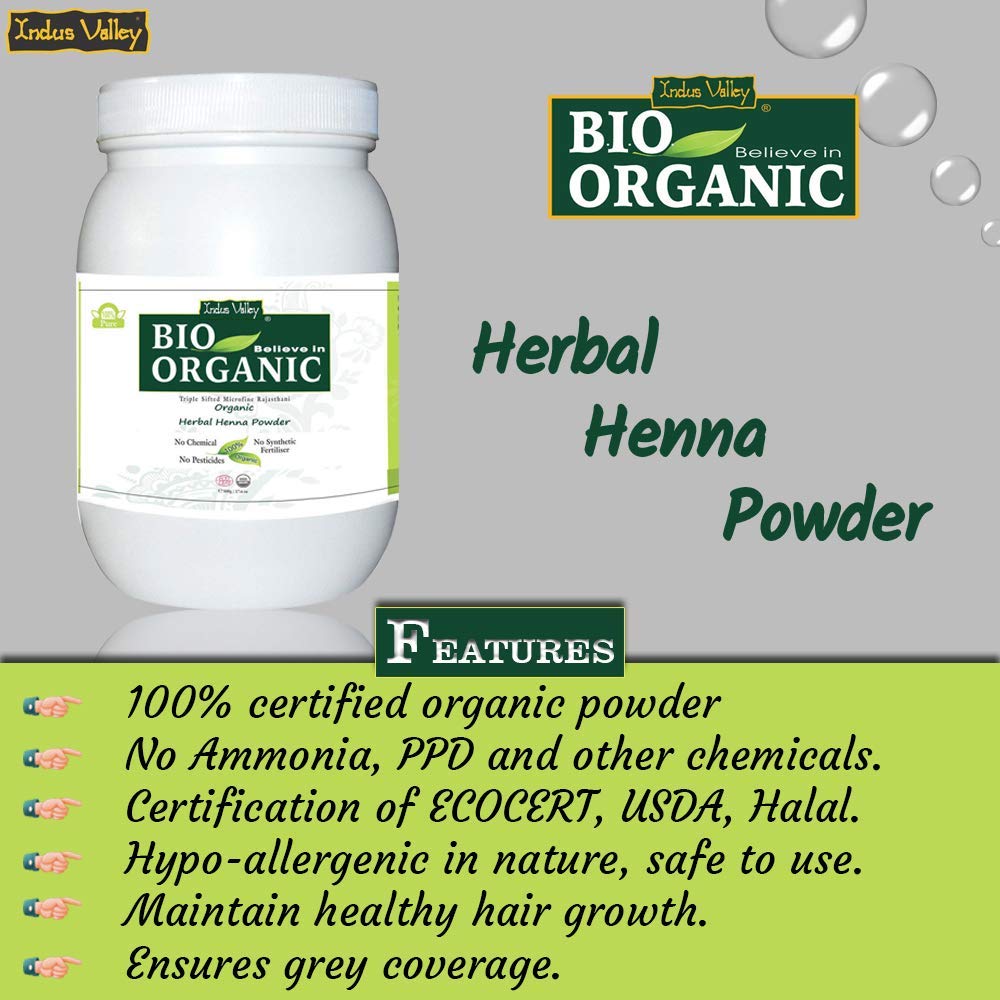 INDUS VALLEY Herbal Henna Powder Jar Pack - Set of 2 (500g*2=1000g)