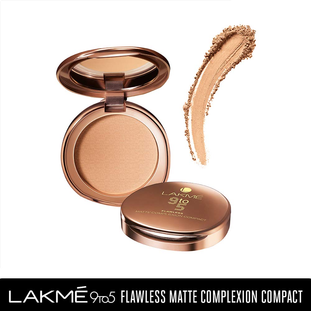 Lakmé 9 to 5 Flawless Matte Complexion Compact Powder, Melon, Absorbs Oil, Conceals & Gives Radiant Skin - All Day Matte Finish Face Makeup, 8 g & Face Sheer Highlighter, Sun Kissed, 4g