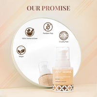 Just Herbs Medium to Full Coverage Liquorice Root and Sandalwood Longwear Weightless Foundation for Face Makeup (Sand)
