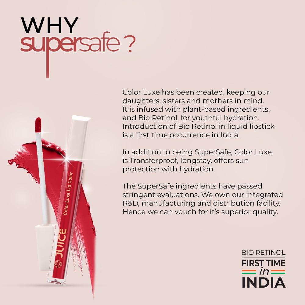 Juice Browned - M17 Kiss Sensation Lipstick & Juicy Plum - M05 Color Luxe Liquid Lipstick with Goodness of Bio Retinol, & SPF 15 UV Protection