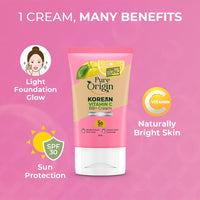 Pure Origin Korean Vitamin C Bright Boosting Light Gel Sunscreen 50 PA++++ & Bright Boosting BB+ Cream Combo | Light Gel Texture sunscreen, No White Cast | Non Irritant | for sun protection | Brighter and Glowing skin | For women and men | For all skin ty