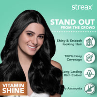 Streax Crème Permanent Hair Colour - 1 Natural Black Hair Colour- 140 ml, 100% Grey coverage, Ammonia Free Hair Color, Long Lasting Hair colour for women(Colourant Tube 60g,Developer Bottle 60ml,Conditioner 20g)