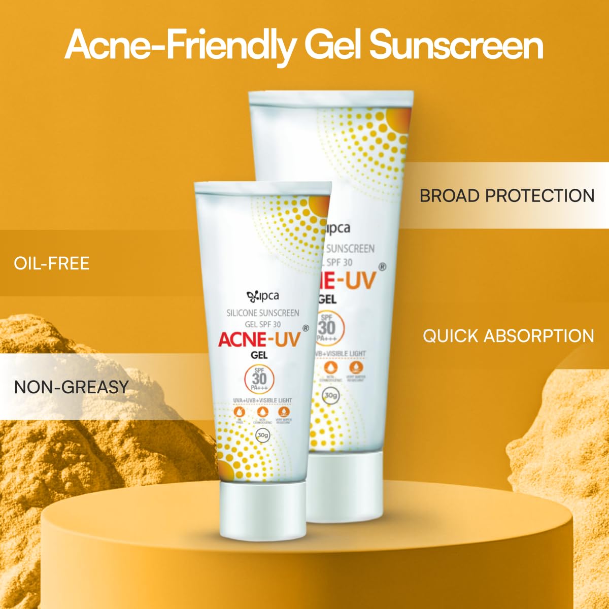 ACNE-UV Gel Sunscreen SPF 30 PA+++ | 30g Sunscreen for Oily Skin Women & Men | Non-Comedogenic Silicone Gel | Visible Light Protection | Water Resistant | Suitable for All Skin Types