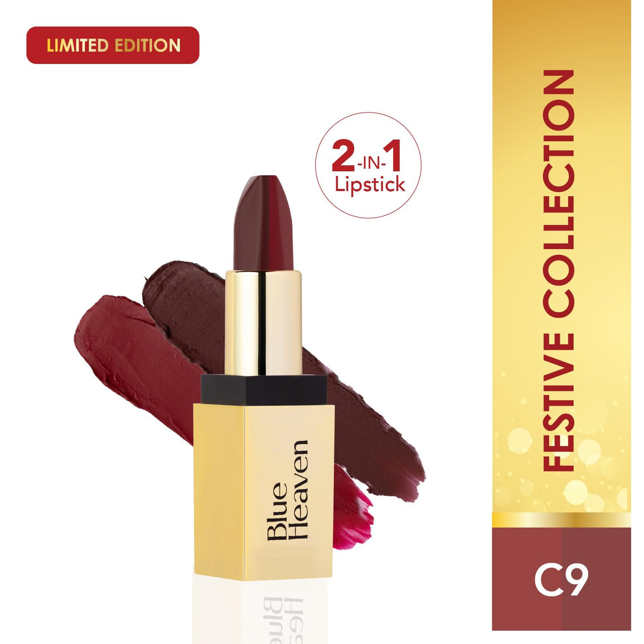 Blue Heaven 2 in 1 Festive Lipstick | Dual Shade | Ultra Lightweight Soft Matte Finish | Long Stay Comfort Wear Lipsticks for Women |C9| 4gm