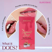 Suroskie Lip Oil Dessert Drip Souffle Sheen (Nude, 3.5Ml) | 2-In-1 Formula | Deep Hydrating Gloss | Upto 12 Hrs | High Glossy Shine | Avocado & Shea Butter | Non-Sticky | Korean Lip Gloss For Women