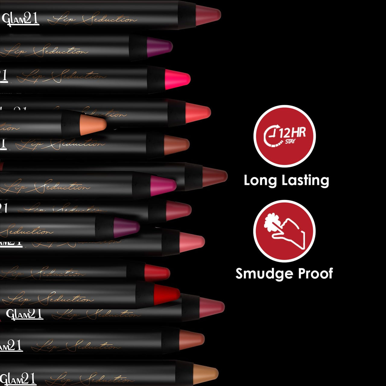 Glam21 Lip Seduction Non- Transfer Crayon Lipstick up to 12 Hours Stay | Lightweight & Longlasting|Creamy Matte | Smudge Proof - 2.8gm|Purple Mousse|12