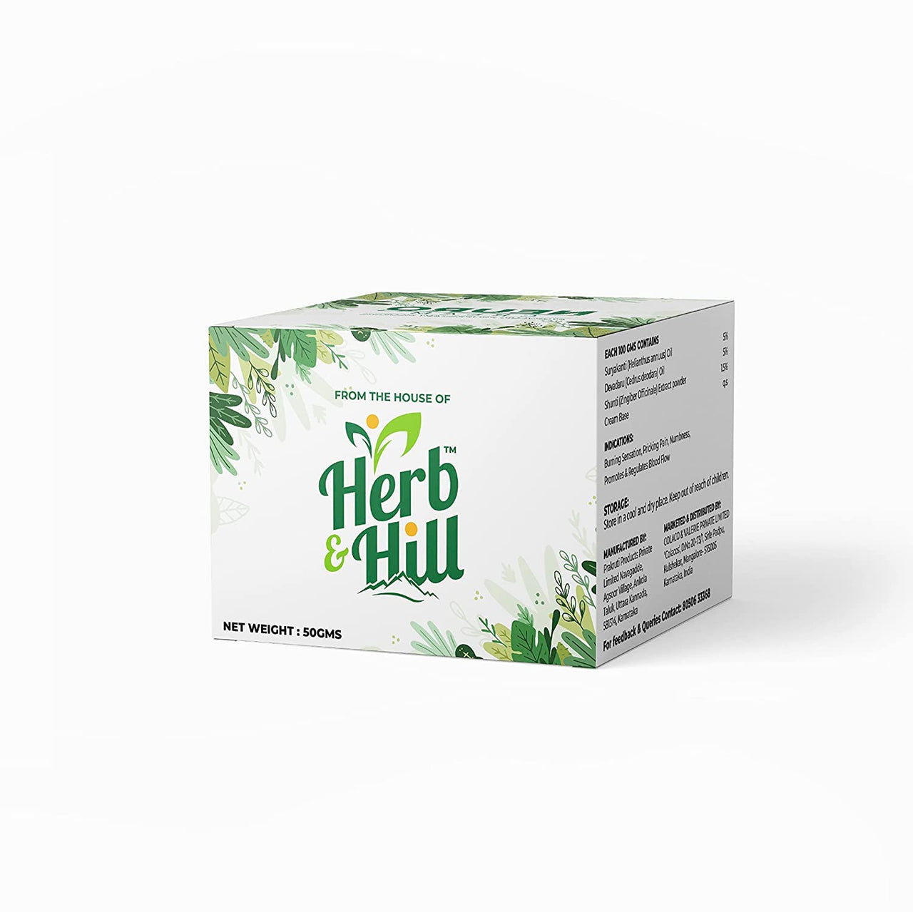 Herb & Hill Neuro Cream | Ayurvedic cream for Better Circulation in Hands & Legs | Hand & Leg Massage Cream - 50 Gms.