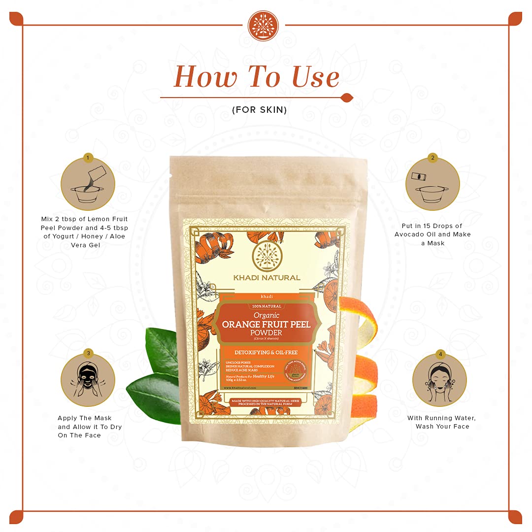 KHADI NATURAL Orange Fruit Peel Organic Powder Pack of 2 (2x100gm) 200gm