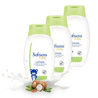 Softsens Baby Nourishing Lotion with Milk Cream & Shea Butter | No Paraben and Phthalates and No Harmful Chemicals for baby skin(200ml x Pack of 3, Green)