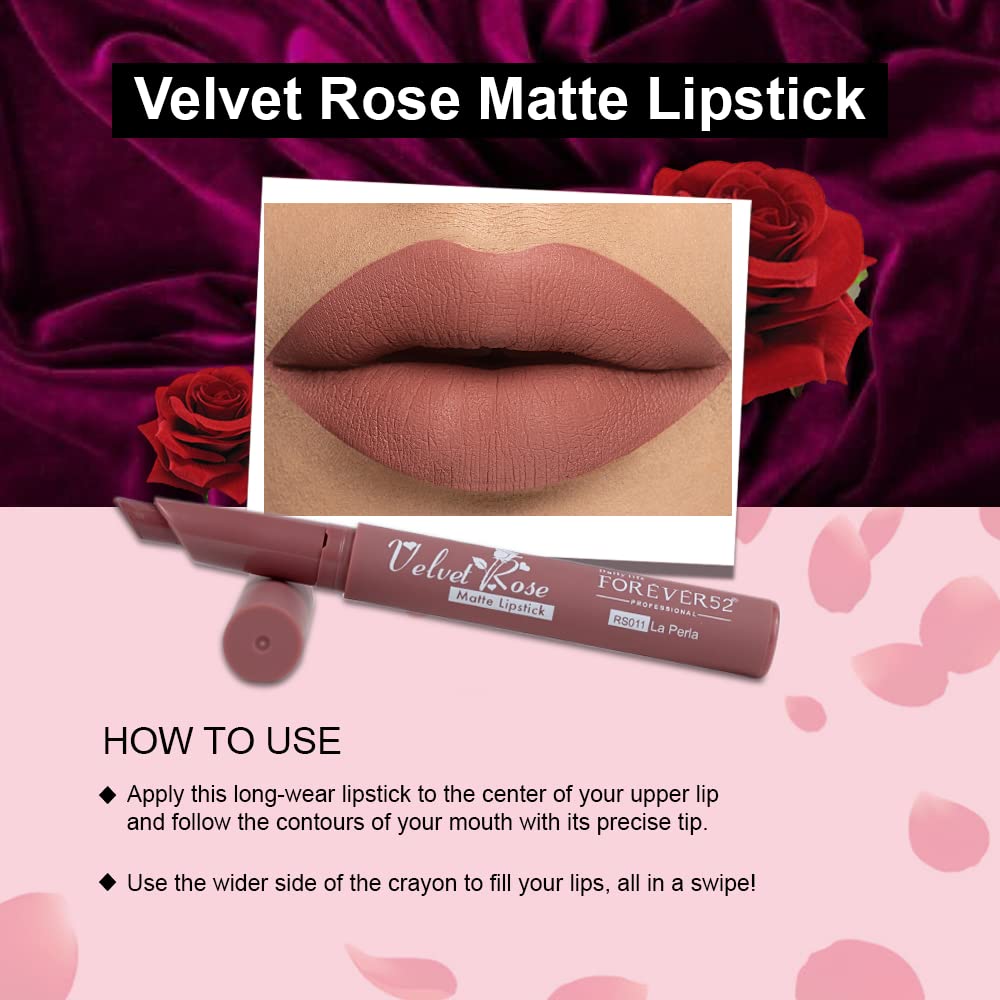 Forever52 Daily Life Velvet Rose Matte Long-Lasting Crayon Lipstick (Enriched With Rose Oil) - Hydrating Bold Lip Color With Silky Finish Look