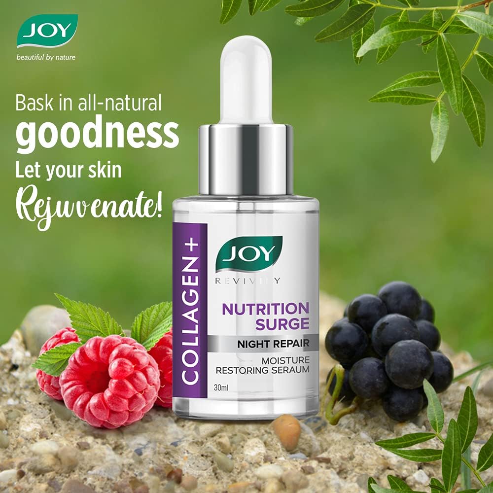 Joy Nutrition Surge Collagen Face Serum for Night Repair | Moisture Restoring Serum with Powerful Ingredients for Overnight Repair | Suitable for All Skin Types (30ml)