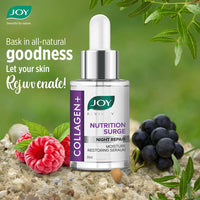 Joy Nutrition Surge Collagen Face Serum for Night Repair | Moisture Restoring Serum with Powerful Ingredients for Overnight Repair | Suitable for All Skin Types (30ml)