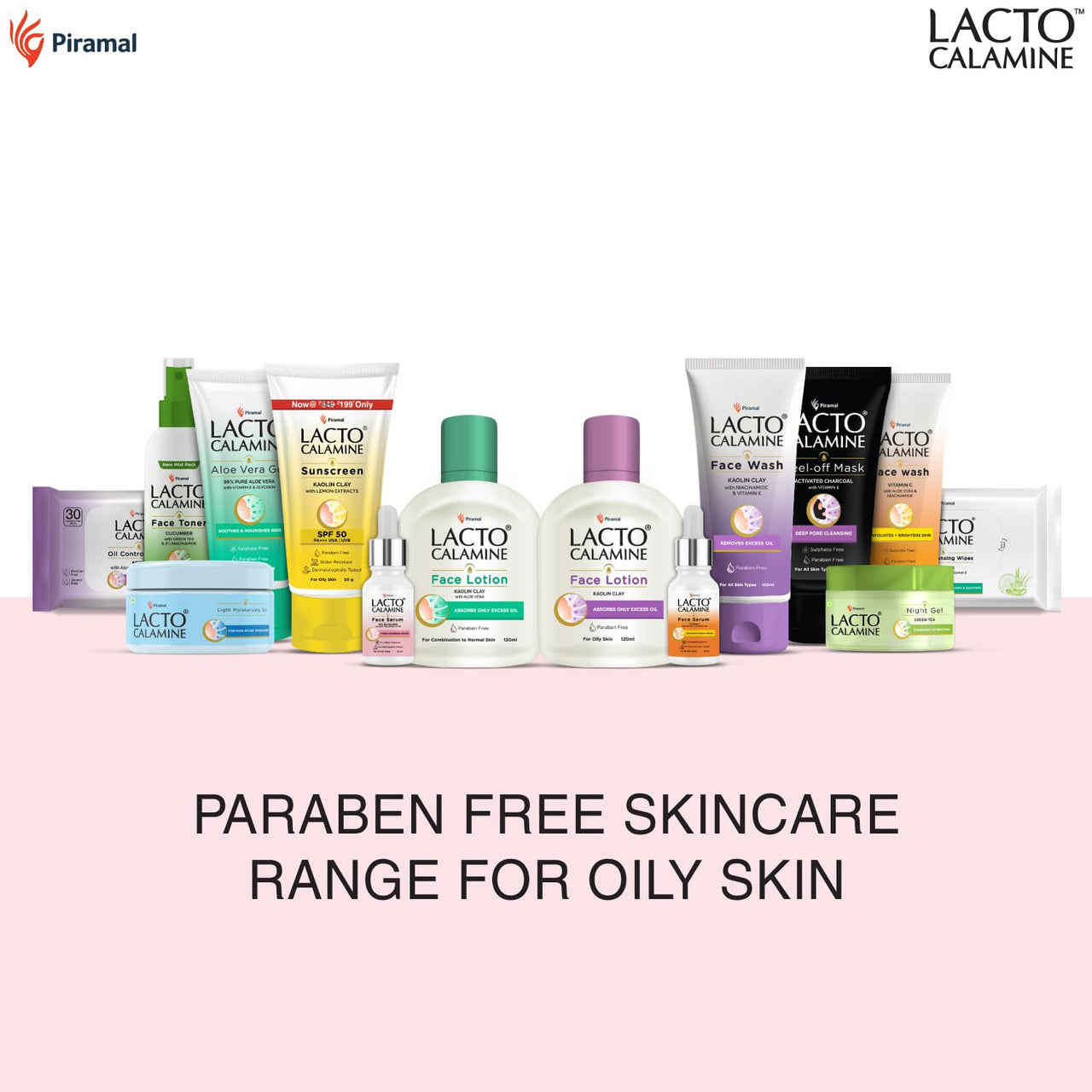Lacto Calamine Face Wash For Oily Skin |100ml each- Pack of 2 | Kaolin Clay, Niacinamide & Vitamin E | Facewash Reduces Excess Oil, Controls Pimples, Blackheads & Whiteheads |Face wash For Women & Men