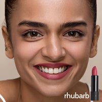 Ruby's Organics Semi-Matte Lipstick for Women All Indian Tones- Highly Pigmented, Moisturizing, Non Drying, Lightweight and Long Lasting- Lip Makeup, Synthetic Chemical Free- Pink Rhubarb, 3.7g