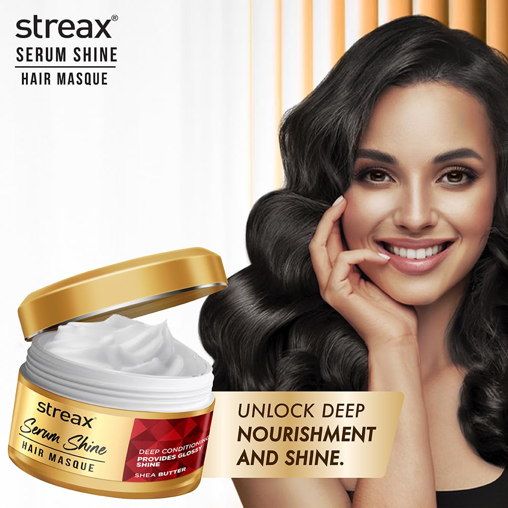 Streax Serum Shine Hair Mask, 200gm| For Dull Dry Fizzy Hair|Hair Masque For Women & Men |Infused with Shea Butter|Conditioner for Hair |Hair Mask for Frizzy Hair|For Normal, Wavy, Straight & Curly Hair