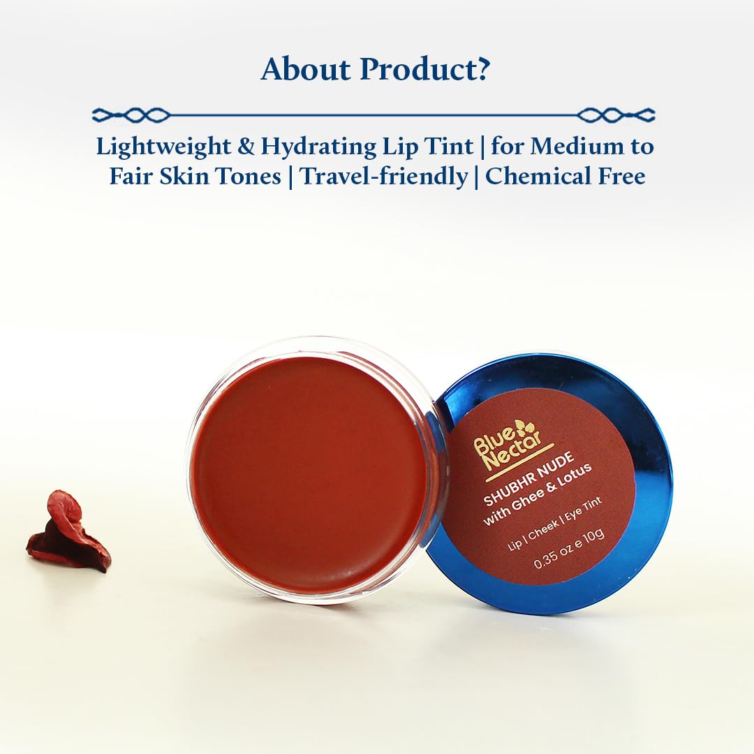 Blue Nectar Lip Tint Stain for Sheer Nude Tinted Lips | Hydrating Lip Tint, Color Infused, with Shea Butter for Natural Looking Finish (10g)