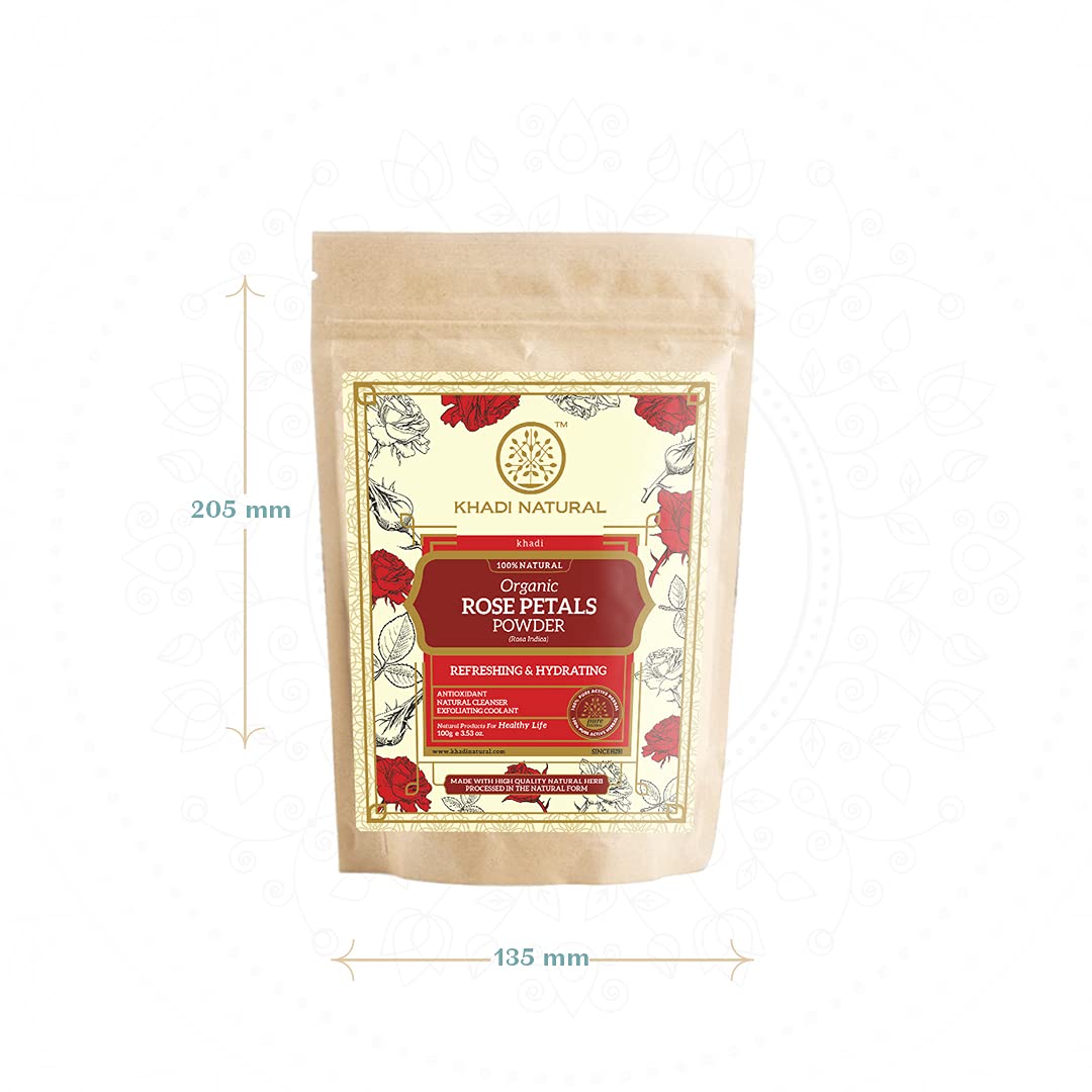 KHADI NATURAL Organic Rose Petals Powder Pack of 2 (2x100gm) 200gm
