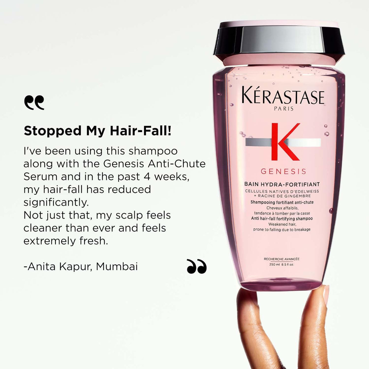 Kérastase Genesis Hydra-Fortifiant Anti Hair Fall Shampoo | For Normal to Oily Weak Hair | Infused with Ginger Root and Edelweiss Native Cells | 250ml