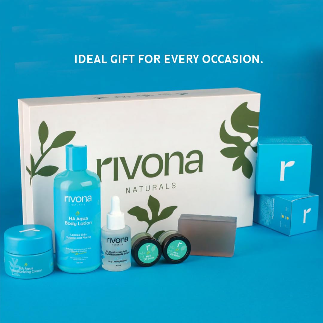 Rivona Naturals Blue and Dew Gift Set | Skincare Gift set of 6 | Created Especially for Birthdays, Anniversaries & All Special Occasions | For Men & Women