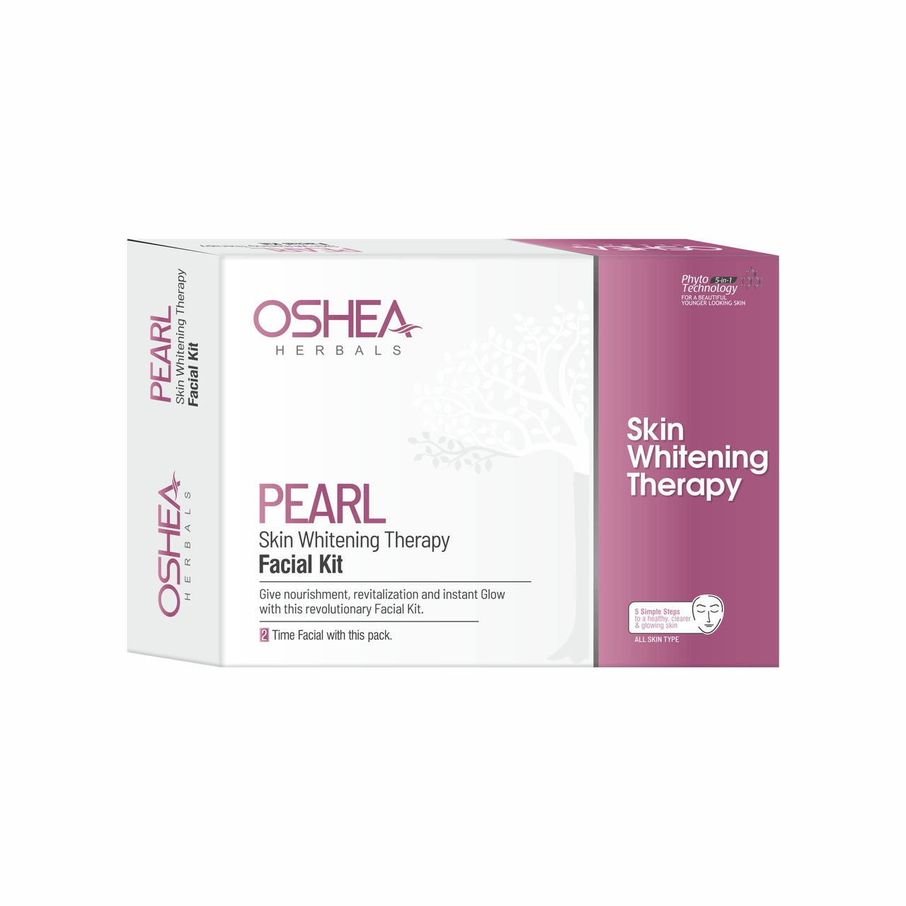 Oshea Herbals Pearl Skin Whitening Therapy Facial Kit for All Skin Types | Nourishes & Revitalizes with Instant Glow 64g