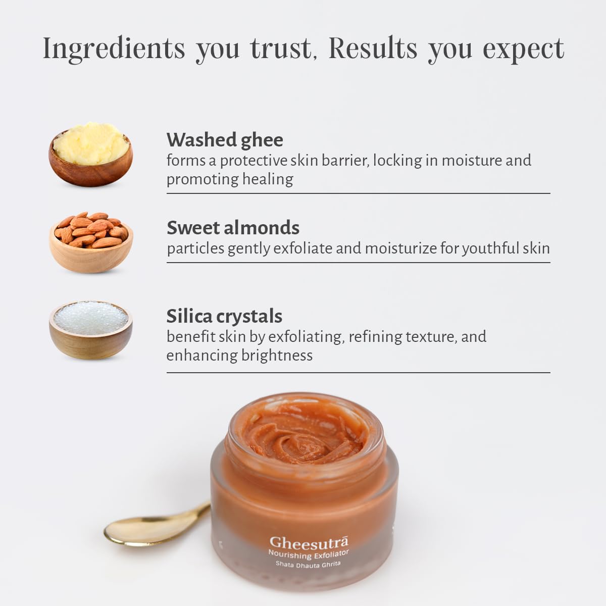 SHANKARA Gheesutra Nourishing Exfoliator - Enriched with Washed Ghee and Almonds for Deep Penetration, Pore Clarity, and Fine Line Reduction - 50 ml