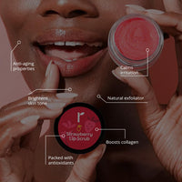 Rivona Naturals Strawberry Lip Scrub | Sugar + Niacinamide | For Men & Women| 8 gm