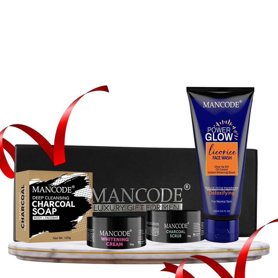 Mancode Skin Care Kit Gift Set- Brighten and Revitalize | Complete Skin Care Collection for Healthy, Radiant Skin | Perfect Gift for Men | Hydrates, Cleanses & Rejuvenates | Stylish Gift Box Pack of 4